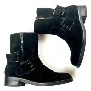Marc Fisher Black Parole Buckle Moto Boots